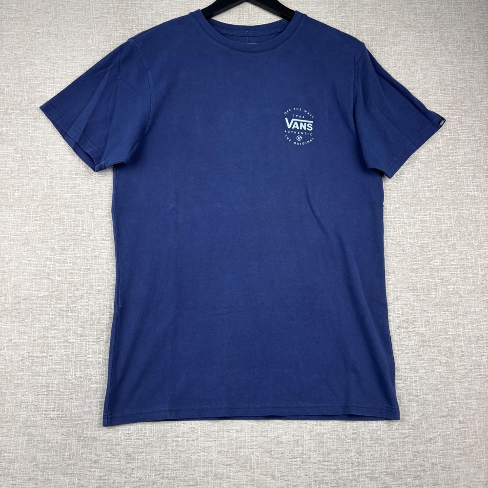 Vans Premium Mens Graphic T-Shirt Navy Blue Off The Wall Authentic Medium NEW